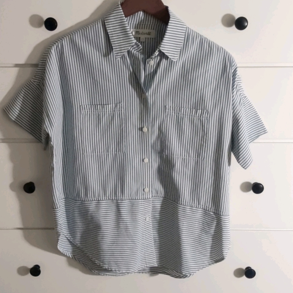 Madewell Blue White Striped Blouse